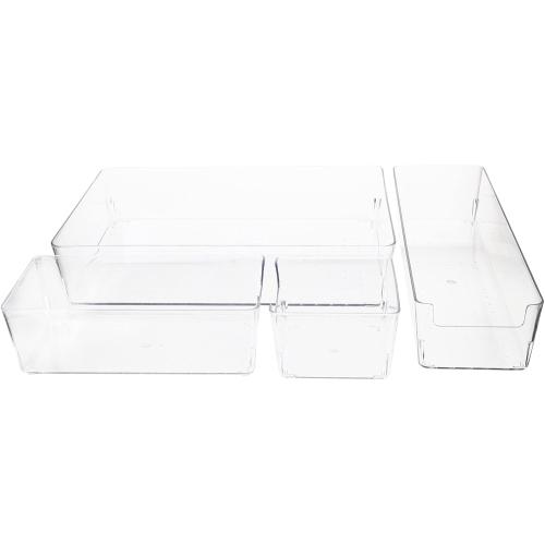 Organizer for Bedroom 4pcs Plastic Desk Drawer Organizers Storage Bins Lids