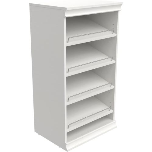ClosetMaid Modular Storage Angled Shelves, Wood Closet Organizer Adjustable, Stacking, Full Backer, Decorative Trim, White, Shoe Shelf Unit