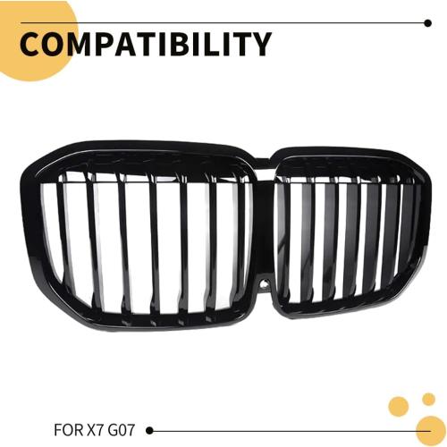 MAXDOM Replacement Front Upper Grill Fit for BMW (2019-2022) X7 G07 – Gloss Black Single Slat ABS Grille