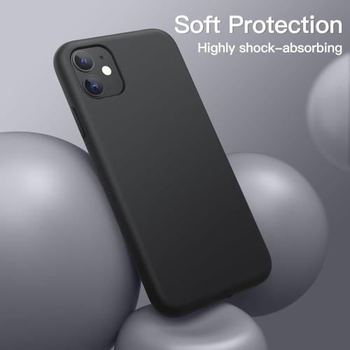 JETech Silicone Case for iPhone 11 (2019) 6.1-Inch, Silky-Soft Touch Full-Body Protective Case, Shockproof Cover with Microfiber Lining (Black)