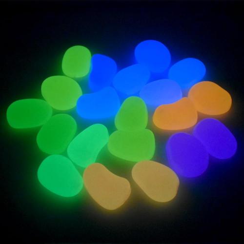 QTTLLI 10 Pcs Large Glow Pebbles Glow in The Dark Decorative Stones Rocks for Garden Path Walkway Yard Fish Tank, 1.7,Mixed Color
