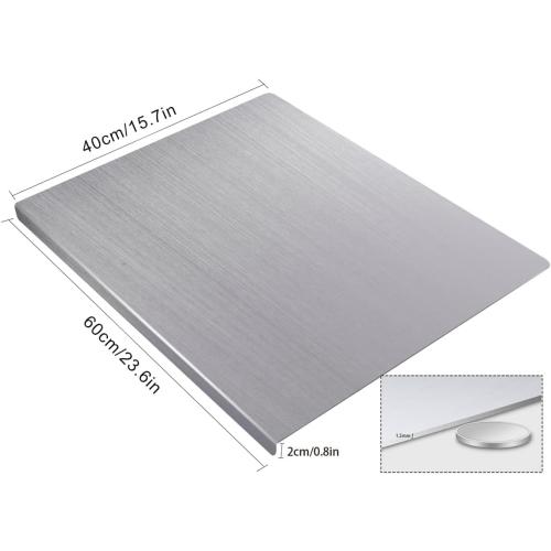 Cutting Board for Kitchen, Food Grade Stainless Steel Cutting Board with Lip, Metal Chopping Board for Meat, Fruits, Vegetables, Bread, and Baking (60 x 40cm/23.6 x 15.7 in)