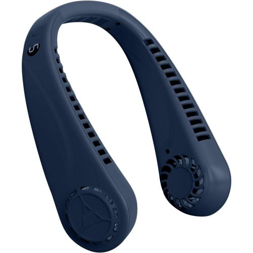 Navy Blue Portable Bladeless Hanging Neck Fans with Screen Display and 5 Speeds Levels, USB Rechargeable, 360° Cooling Wearable Personal Fan for Work Travel Sport Outdoor (Blue)