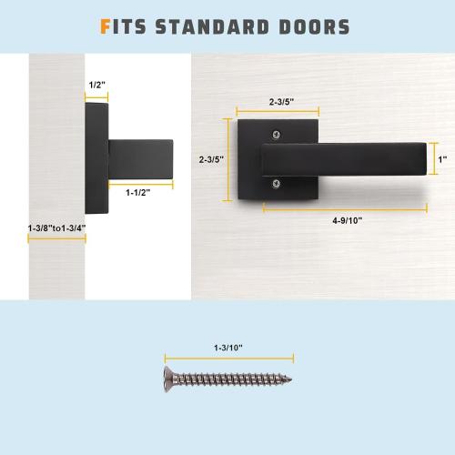 2 Pack Heavy Duty Dummy Door Lever Dummy Door Handle, Single Sided Handle for Interior Use in Matte Black Finish, for Both Right/Left Handing 0.93 lb One Lever