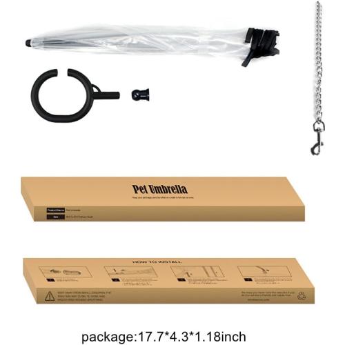 Pet Dog Transparent Umbrella, Clear Folding Adjustable Leash, Keeps Pet Dry in Rain (C Hook)