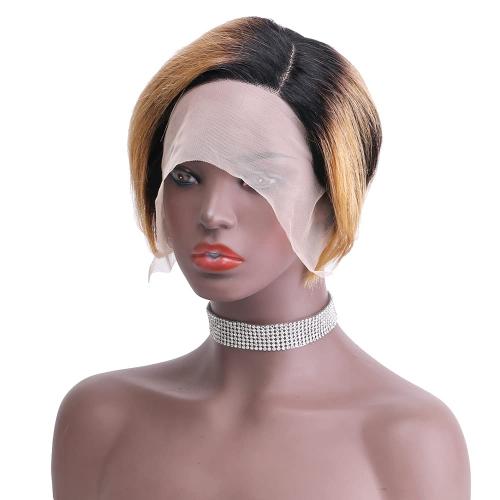 REYNA Short Pixie Cut Bob Human Hair Wig Side Part 13x4x1 Lace Wigs Ombre Honey Blonde Bob Wigs Human Hair for Black Women(T1/27#)