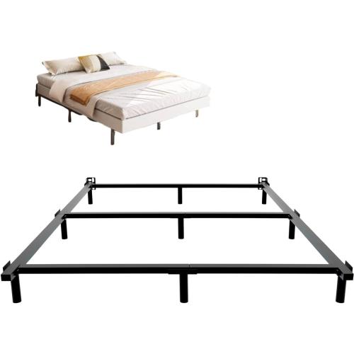 Full Bed Frame,9 Inch Heavy Duty Base for Box Spring, 9-Leg Support,Easy Assembly,Non-Slip,Noise-Free, Black