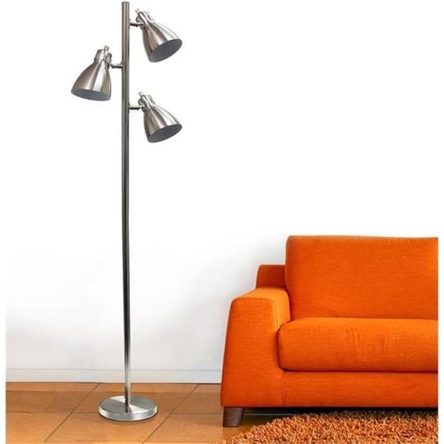 Simple Designs LF2007-BSN Metal 3 Light Tree Floor Lamp, Brushed Nickel