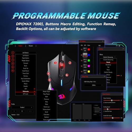 Redragon S101-3 PRO Gaming Keyboard and Mouse, RGB Backlit Programmable Keyboard Mouse with Software, Independent Macro Record Keys, Value Combo Set, New Update Version