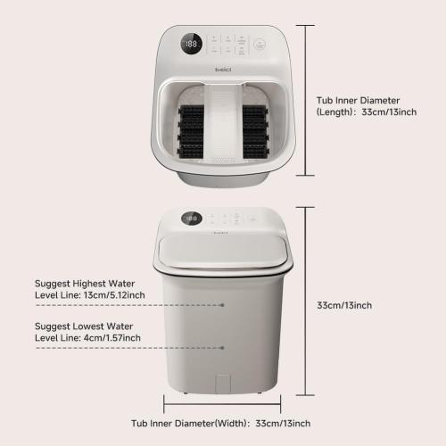 13-inch Foot Spa with Fully Automatic Electric Massage Dual-Action System, Integrating Electric Massage Rollers and Shiatsu Functionality, Featuring a Timer and Water Temperature Control