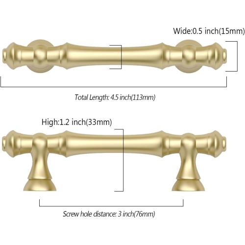 Asidrama 10 Pack 3 Inch(76mm) Brushed Gold Kitchen Cabinet Handles, Cabinet Pulls Kitchen Cabinet Hardware for Cupboard Drawer Pulls