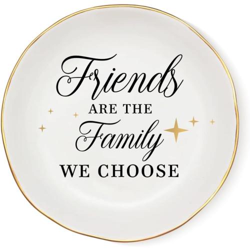 COLLECTIVE HOME - Ceramic Jewelry Tray, Gift for Friends Bestie, Decorative Jewelry Dish for Rings Earrings Necklaces Bracelet Watch Keys (Friends ARE THE Family WE CHOOSE)