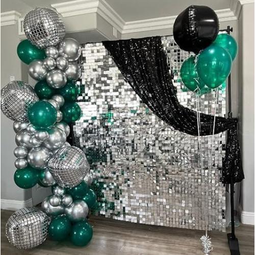 Silver Shimmer Wall Backdrop Panel - Decorations Panel | Wedding, Birthday, Anniversary, Engagement & Bridal Shower Party Decor (48pcs)