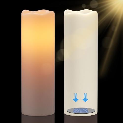 14 Large Outdoor Solar Flameless Candles Waterproof Dusk to Dawn