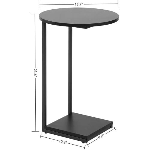 DCLRN Small End Table,c Table End Table for Sofa,Round Coffee Table is Suitable for Living Room and Bedroom.(Black)