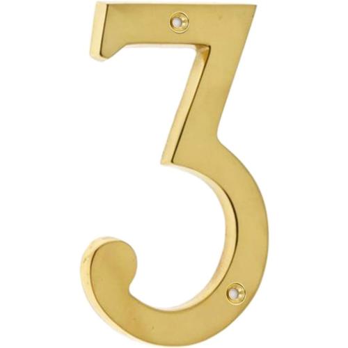 4 Inch Premium Bright Solid Brass Door House Numbers and Street Address Plaques Numbers for Residence and Mailbox Signs.
