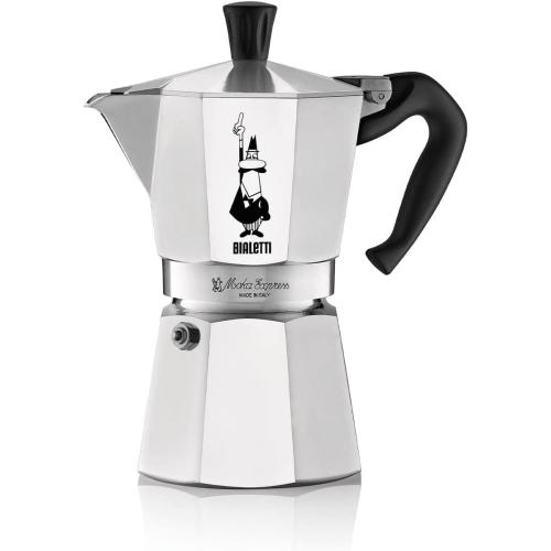 Bialetti Moka Express Iconic Italian Stovetop Espresso Maker 6 Cups, Aluminium, Silver