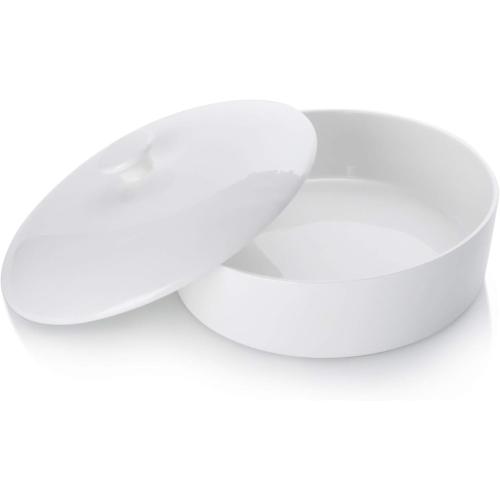 Tortilla Warmer - Holds 12 Tortilla, Elegant White Tortilla Holder with Lid for Taco Nights, Pancakes, Waffles - Durable & Easy to Clean
