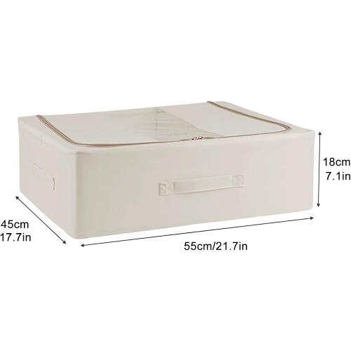 Set 2 Foldable Underbed Storage Bag with Handles, Under Bed Storage Containers, Underbed Storage Box with Clear Window, Closet Organizers and Storage