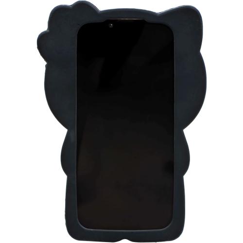 Cartoon Case for iPhone 15 6.1, Fashion Cute 3D Cute Kitty Kawaii Soft Silicone Animal tective Gel Shockof Gel Back Cover for Kids Women Girls Boys (Black)