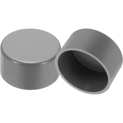 PATIKIL PVC Pipe End Caps, 2 Pack 2.5 Diameter Pipe Cover Cap Plug Adapter Socket Fittings for Build DIY Furniture Garden Shelf Water Line, Grey