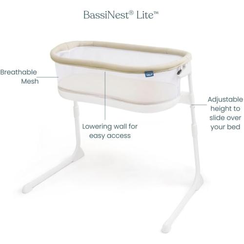 HALO BassiNest Lite – Breathable Baby Bassinet Slides Over Bed with Mesh Walls for Airflow & Visibility, Lowering Wall for Easy Access, Portable & Lightweight, Fits Most Beds