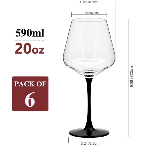 Red Wine Glasses Set of 6, 20 oz Large Clear Burgundy Wine Glasses With Long Stem, Premium Crystal Wine Glass, Unique Gift for Wedding, Anniversary, Mother’s Day