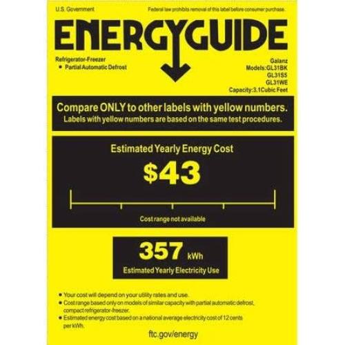 Galanz 3.1 cu ft Compact Refrigerator