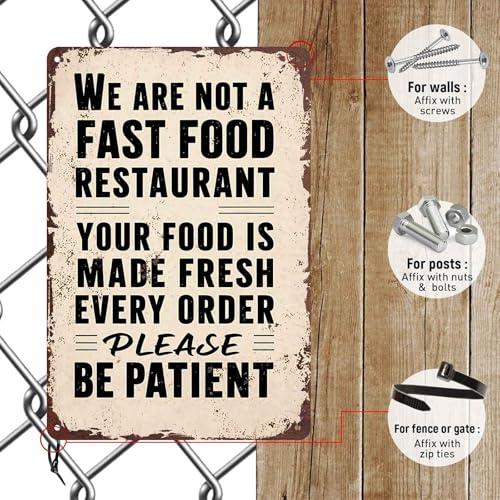 We Are Not a Fast Food Restaurant Metal Sign  Funny Wall Decor for Kitchen Dining Room Café Restaurant Bar Bistro and Coffee Shop