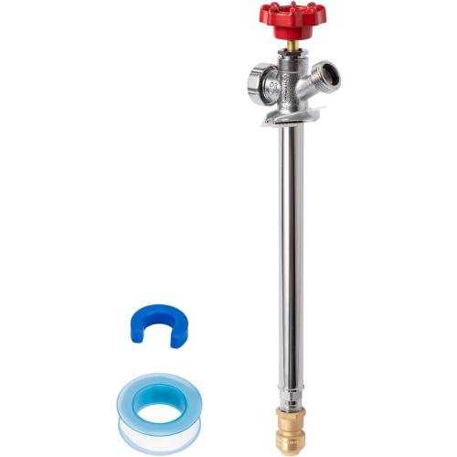 SUNGATOR Frost Free Sillcock, 12 Push Fit Anti-Siphon Hydrant, 3/4-Inch Hose Bibb x 1/2-Inch Push Adapter, No Lead Brass Valve, with 1 Disconnect Clip and 1 Sealing Tape