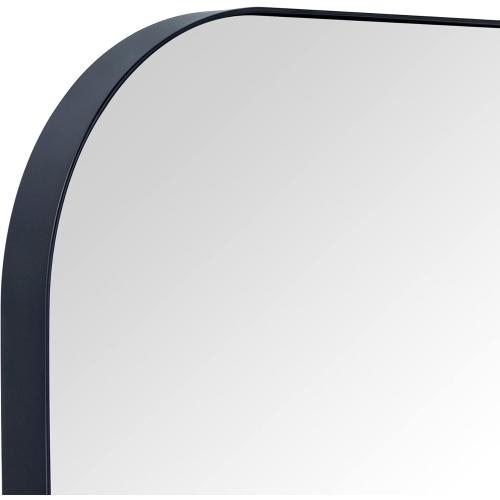 34x40'' Large Matte Black Arched Mantel Mirror Rounded Corner Wall Mirror for Bathroom, Living Room or Powder Room
