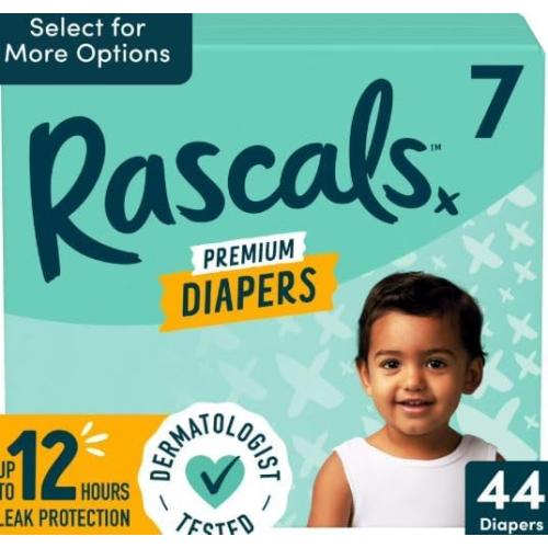 Rascals Premium Diapers, Size 7, 44 Count