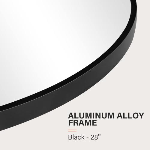 Black 28 CONGUILIAO Black Round Mirror 28 Inch, Circle Wall Mirror, Large Bathroom Mirror, Round Mirror for Vanity, Living Room, Washrooms, Entryways (28in, Black)