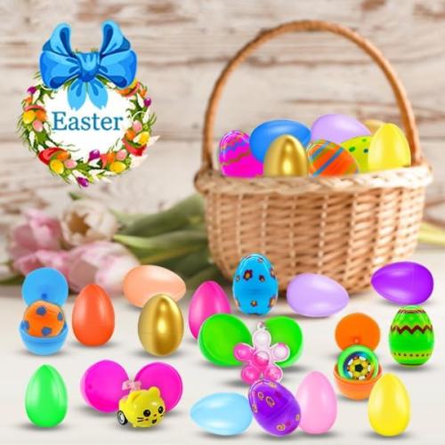RALLYPANDA 500Pcs Empty Plastic Easter Eggs Bulk, Include 20 Golden Eggs, Fillable Easter Eggs for Easter Hunt, Basket Stuffers Fillers,Theme Party Favor Decoration, Easter Classroom Prize Supplies