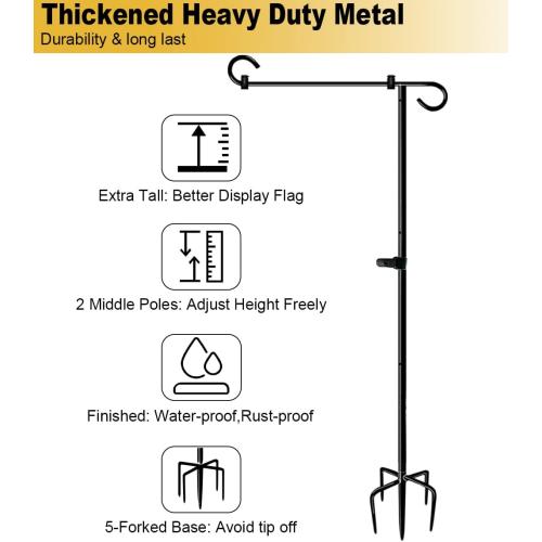 49 Inch Garden Yard Flag Stand Holder with 5 Forked Base for 12 X 18 Sign Decoration, 1 Pack