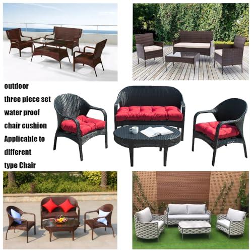 Liquor Red 3 Piece Set Wicker waterproof Chair Cushions Outdoor/Indoor Thicke Patio Chair Loveseat Cushion Porch Swing Cushion & 1 Loveseat bench cushion & 2 U-Shape Chairs Cushion & liquor red