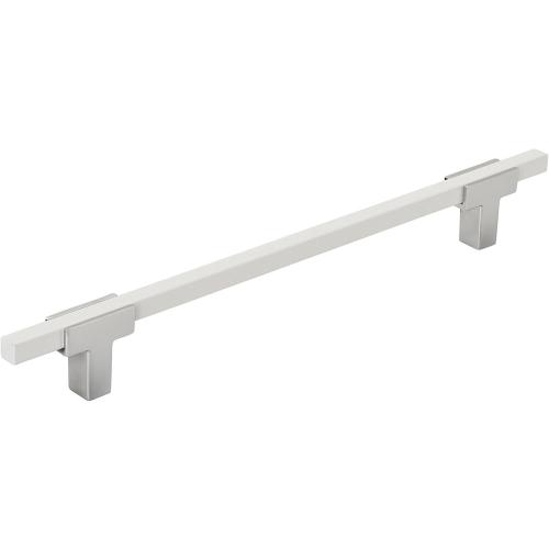 Amerock | Cabinet Pull | Polished Chrome/White | 7-9/16 inch (192 mm) Center to Center | Urbanite | 1 Pack | Drawer Pull | Drawer Handle | Cabinet Hardware