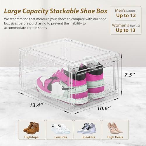 10 Pack Thickened Clear Stackable Shoe Organizer, Clear White
