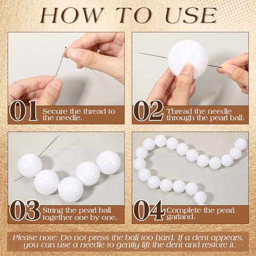 Teyva 100 Pcs Pearl Ball Garland 2.2 Inches White