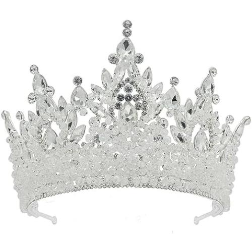 Large Tiaras and Crowns for Women Crystal Tall Pageant Crowns Rhinestone Royal Queen Headband Princess Quinceanera Headpieces for Wedding Birthday Prom Party Costume Cosplay