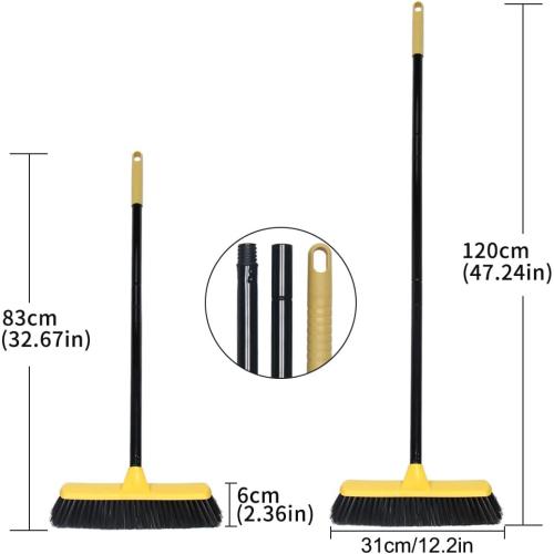 Push Broom with Long Handle, Floor Brush 51.6 inch Soft Bristle Broom 12.2 Wide for Cleaning Bathroom Kitchen Patio Garage Deck Tile