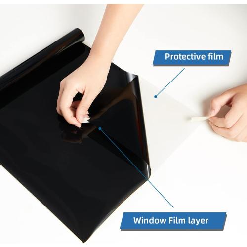 Heat Control Window Film, Window Tint Sun Blocking Blackout and UV Protection, one-Way Privacy Mirror Reflective Film,Explosion-Proof Premium PET Material Cosmic Black, 17.5 Inch x 6.5 Feet