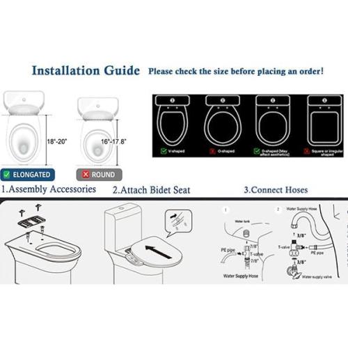 Electric Bidet Toilet Seat Elongated with Heated Seat, Warm Air Dryer, Endless Warm Water, Oscillating and Pulsating Spray Wash, Stainless Steel Self-Clean Nozzle (Single Temperature Display)