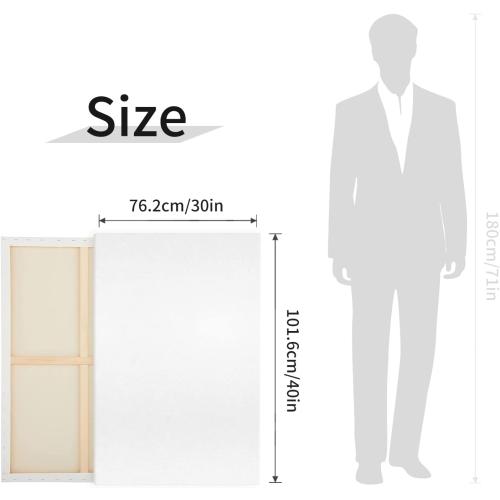 Large Canvas for Painting, 2 Pack 30x40 White Pre Stretched Canvases Fivefold Primed 100% Cotton Big Blank Canvas Boards Art Supplies for Acrylic Pouring, Oil Watercolor Painting & Wet Art Media