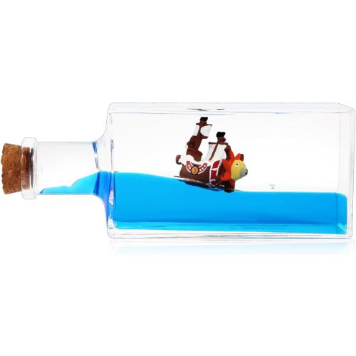 LETINE Thousand Sunny Sensory Fidget Toy for Grown-Up, Unsinkable Thousand Sunny Pirate Ship in a Bottle for Wave Simulator Game, Mini Liquid Ship Best for Room Decoration, Desk Toy & Birthday Gifts