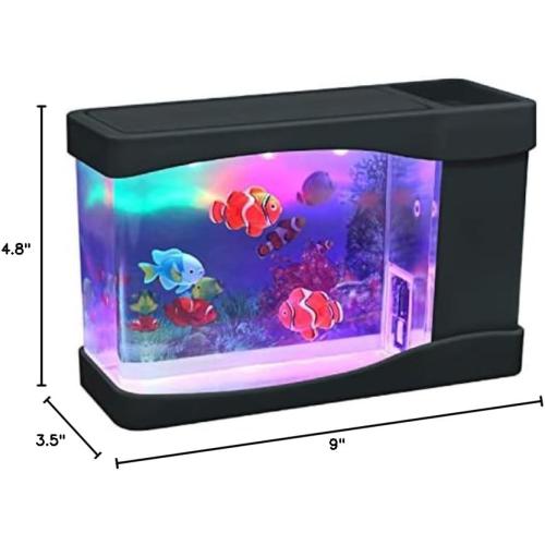 Lightahead® Artificial Mini Aquarium A Sensory Multi Colored LED Swimming Fish Tank with Bubbles