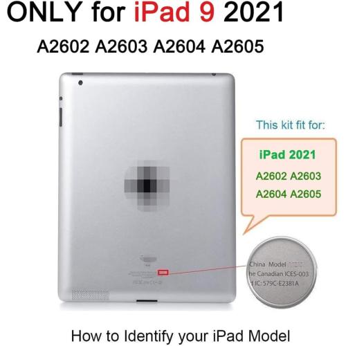 for iPad 9 (9th Gen 2021) A2602 A2603 A2604 A2605 Screen Replacement Glass Touch Digitizer Repair Kit with Home Button & Tools - Only for iPad 9 9th Generation