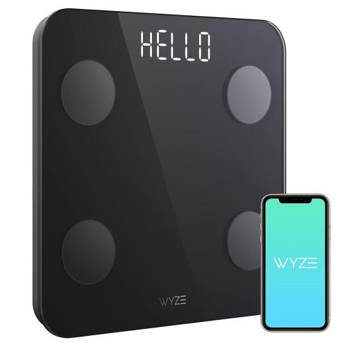 Black Wyze Smart Scale for Body Weight and Fat, Digital Bathroom Scale, Weighing Machine for People's Muscle BMI, Bluetooth Electronic Body Composition Monitor, 400lb
