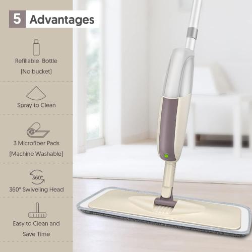 HOMTOYOU Spray Mops for Floor Cleaning: Wet Mop with 3 Washable Pads