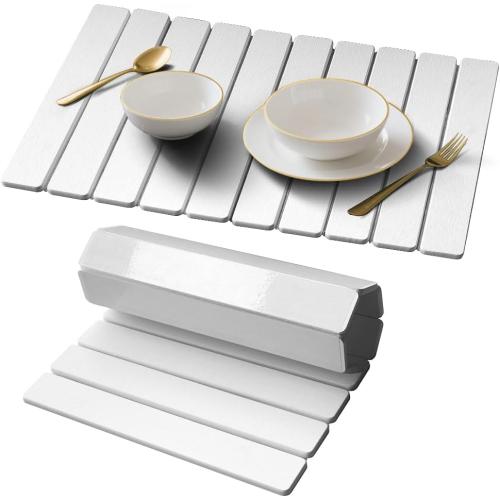 Stone Dish Drying Mat for Kitchen Counter - 24 x 16 Ultra Absorbent Diatomaceous Earth Mat, Fast Drying & Foldable Countertop Protector, Non-Slip Eco-Friendly Stone Mat for Dishes